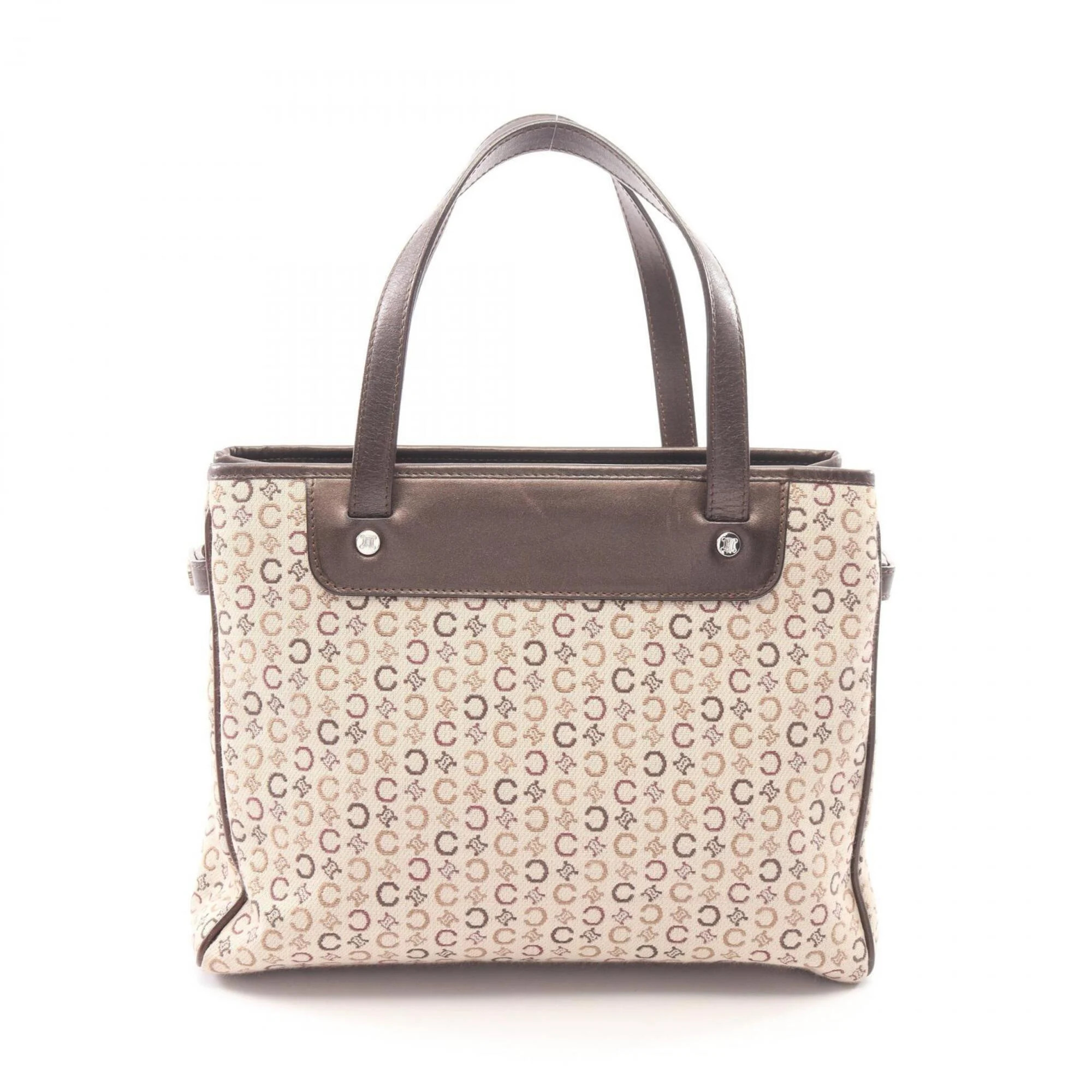 Celine C Macadam Handbag, Canvas And Leather, Women's, Beige/Brown